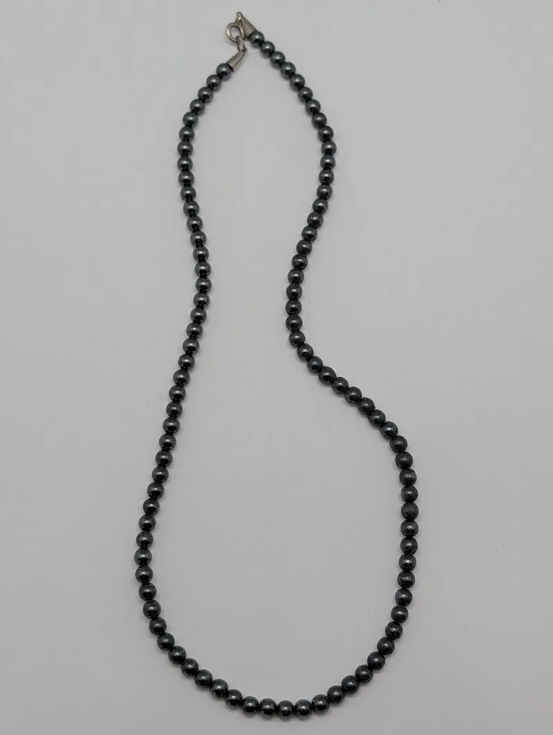 Sterling Silver and Hematite Bead Necklace