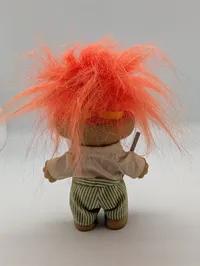 Vintage Russ Berrie Golfer Troll Doll with Orange Hair and Club