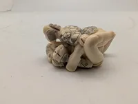 Antik JAPANESE HAND CARVED EROTIC NETSUKE FIGURES EDO / MEIJI PERIODE 