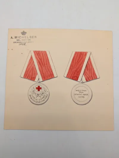 A. Michelsen, original tegning til Dansk Røde Kors medalje, 1928