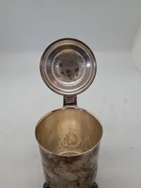 Antique Silver-Plated Lidded Tankard with Repoussé Scrollwork
