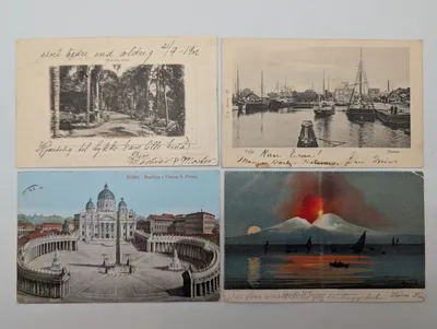 Set of Four Early 20th Century International Topographical Postcards